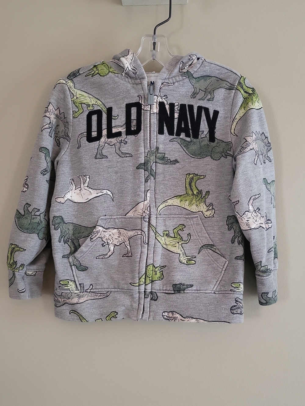 Old Navy grey dinosaur print zip up hoodie
